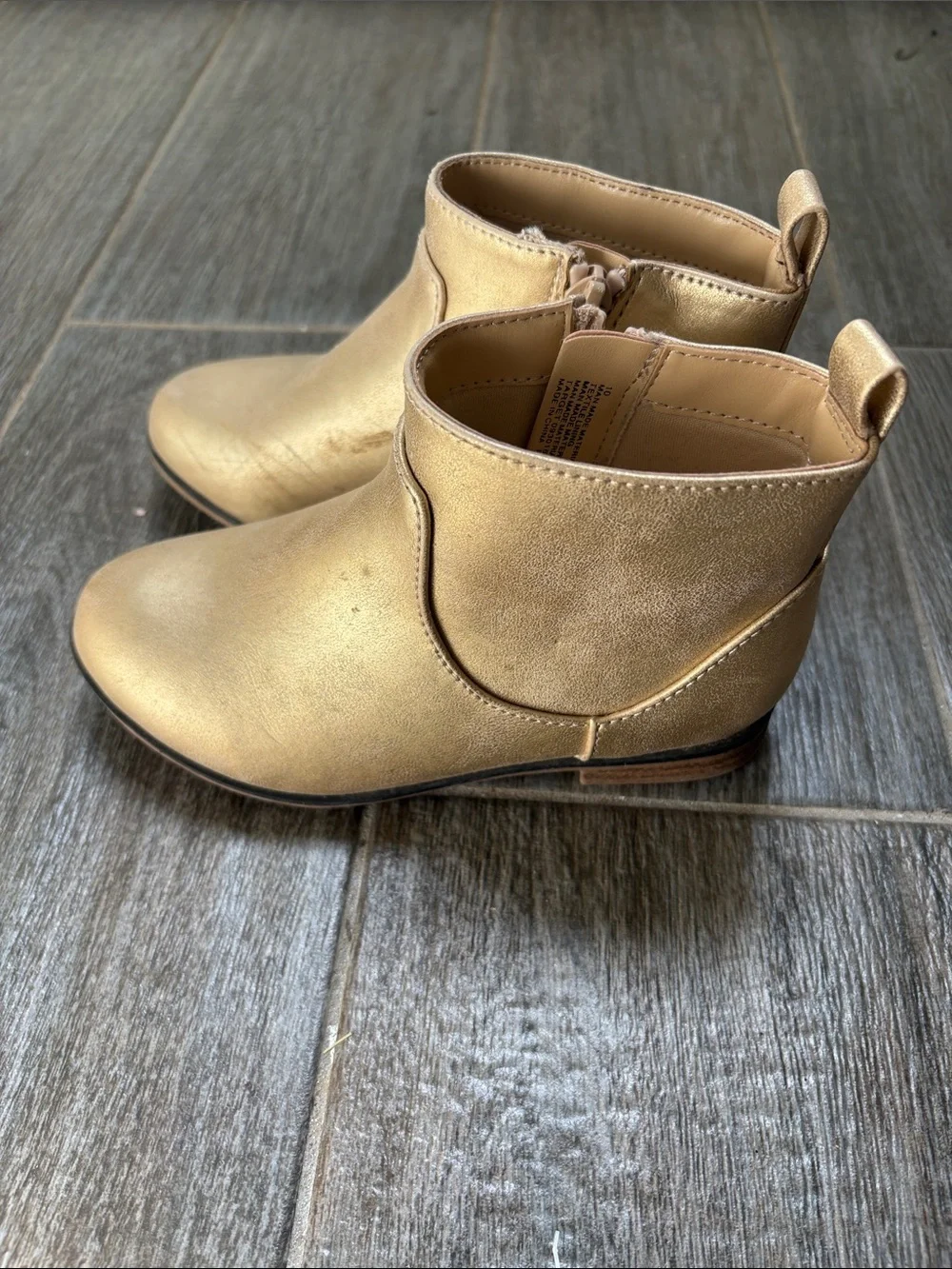Cat & Jack Girls' Gold Metallic Ankle Boots